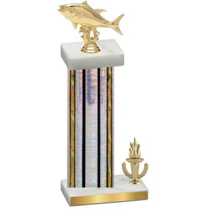 Accented Single Silver Glacier Victory Fishing Trophy