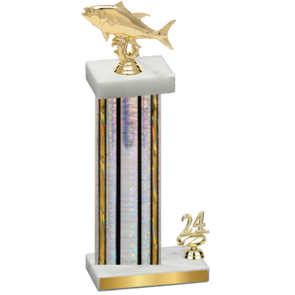 Accented Single Silver Glacier Year Fishing Trophy
