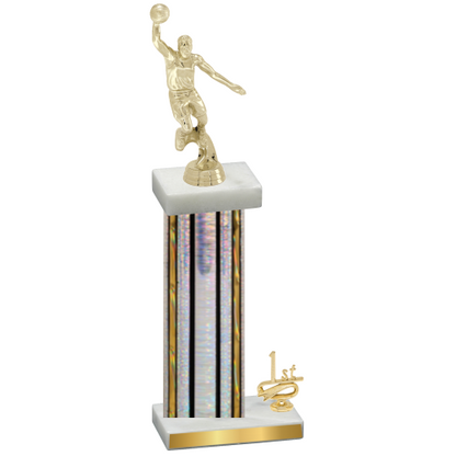 Accented Single Silver Glacier First Place Basketball Trophy