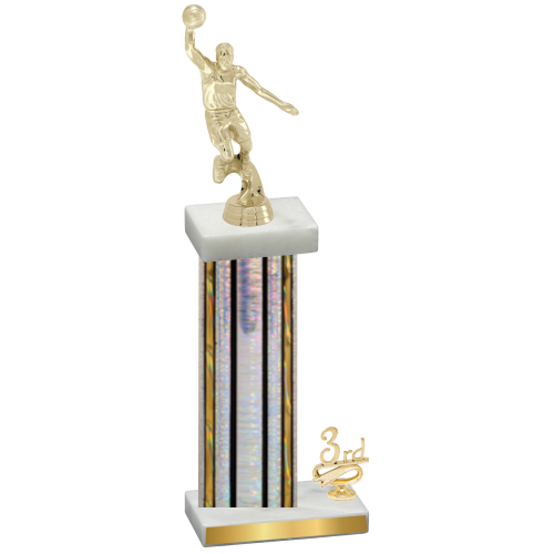 Accented Single Silver Glacier Third Place Basketball Trophy