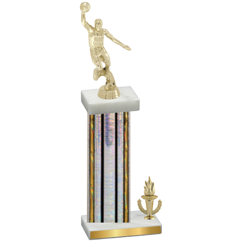 Accented Single Silver Glacier Victory Basketball Trophy