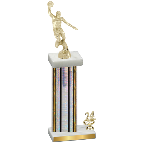 Accented Single Silver Glacier Year Basketball Trophy