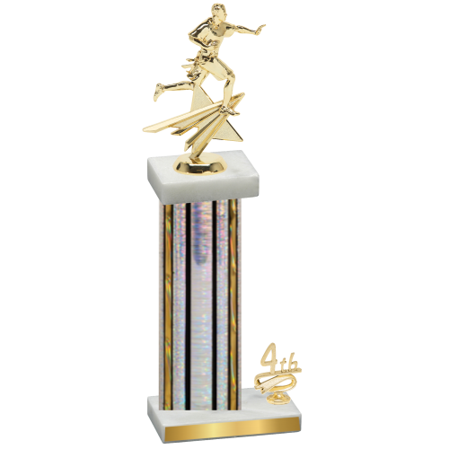 Accented Single Silver Glacier Fourth Place Flag Football Trophy