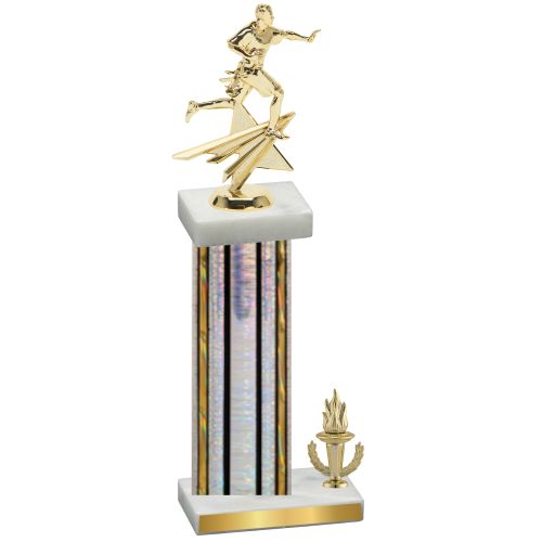 Accented Single Silver Glacier Victory Flag Football Trophy