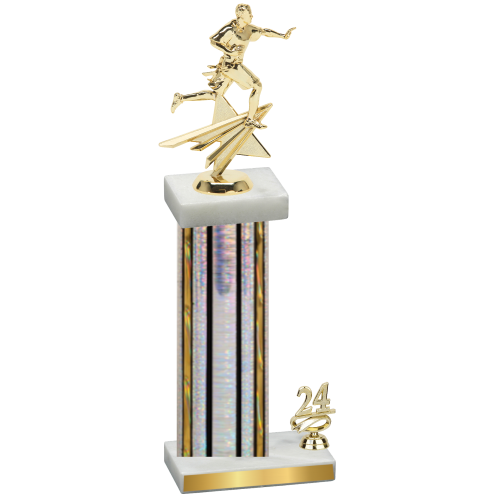 Accented Single Silver Glacier Year Flag Football Trophy