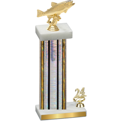 Accented Single Silver Glacier Year Fishing Trophy