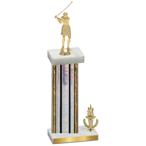 Accented Single Silver Glacier Victory Golf Trophy