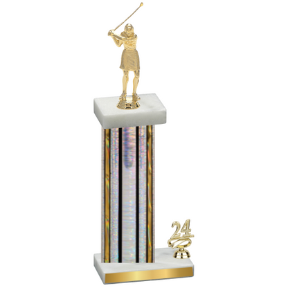 Accented Single Silver Glacier Year Golf Trophy