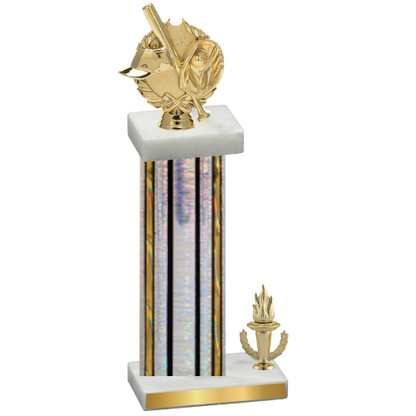 Accented Single Silver Glacier Victory Baseball Trophy