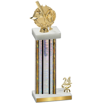 Accented Single Silver Glacier Year Baseball Trophy