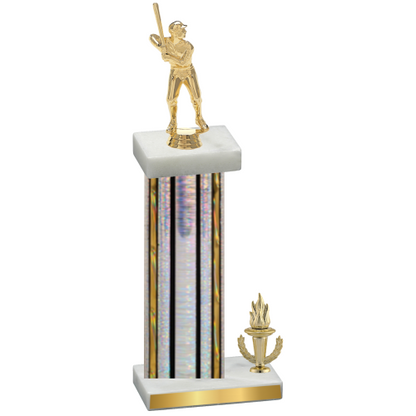 Accented Single Silver Glacier Victory Baseball Trophy