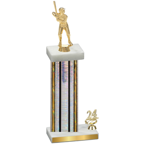 Accented Single Silver Glacier Year Baseball Trophy