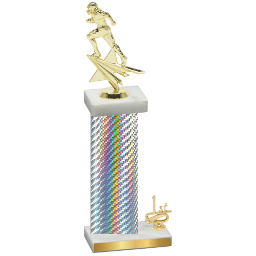 Accented Single Silver Carbon Fiber First Place Football Trophy