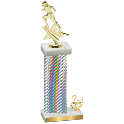 Accented Single Silver Carbon Fiber Second Place Football Trophy