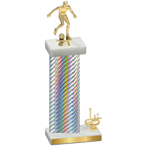 Accented Single Silver Carbon Fiber First Place Soccer Trophy