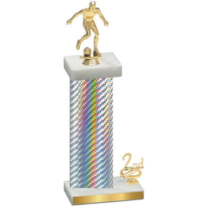 Accented Single Silver Carbon Fiber Second Place Soccer Trophy