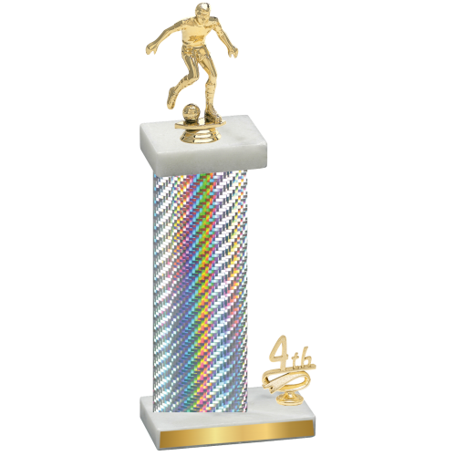 Accented Single Silver Carbon Fiber Fourth Place Soccer Trophy