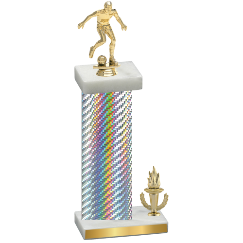 Accented Single Silver Carbon Fiber Victory Soccer Trophy