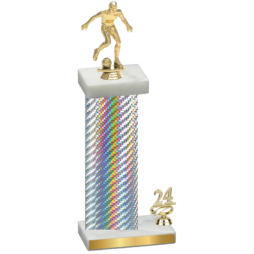 Accented Single Silver Carbon Fiber Year Soccer Trophy