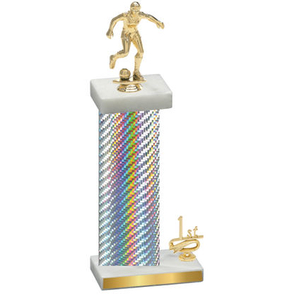 Accented Single Silver Carbon Fiber First Place Soccer Trophy