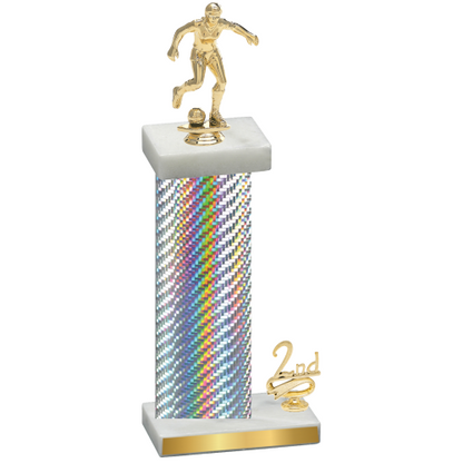 Accented Single Silver Carbon Fiber Second Place Soccer Trophy