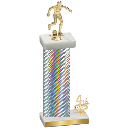 Accented Single Silver Carbon Fiber Fourth Place Soccer Trophy