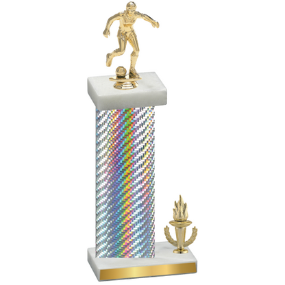 Accented Single Silver Carbon Fiber Victory Soccer Trophy