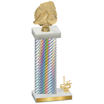 Accented Single Silver Carbon Fiber First Place Soccer Trophy