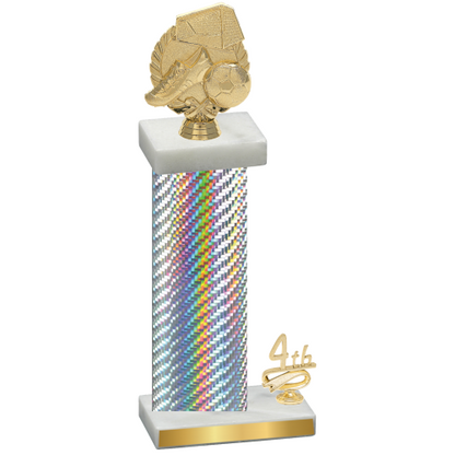 Accented Single Silver Carbon Fiber Fourth Place Soccer Trophy