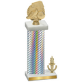 Accented Single Silver Carbon Fiber Victory Soccer Trophy