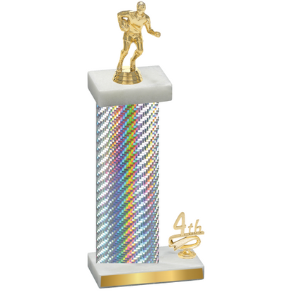 Accented Single Silver Carbon Fiber Fourth Place Rugby Trophy