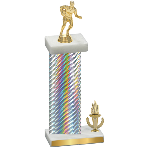 Accented Single Silver Carbon Fiber Victory Rugby Trophy