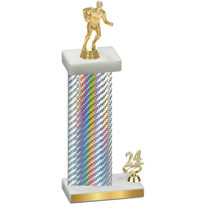 Accented Single Silver Carbon Fiber Year Rugby Trophy