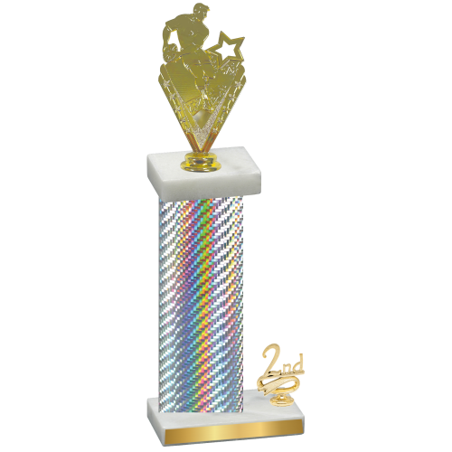 Accented Single Silver Carbon Fiber Second Place Rugby Trophy