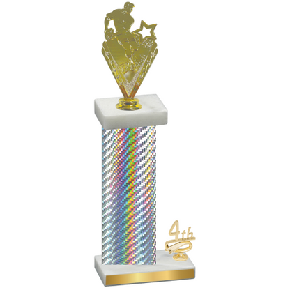 Accented Single Silver Carbon Fiber Fourth Place Rugby Trophy