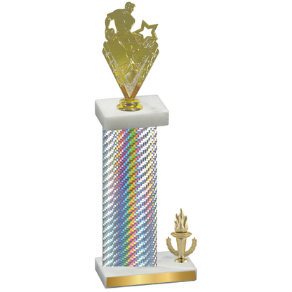 Accented Single Silver Carbon Fiber Victory Rugby Trophy