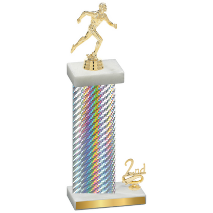 Accented Single Silver Carbon Fiber Second Place Running Trophy