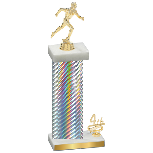 Accented Single Silver Carbon Fiber Fourth Place Running Trophy