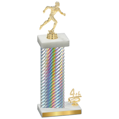 Accented Single Silver Carbon Fiber Fourth Place Running Trophy