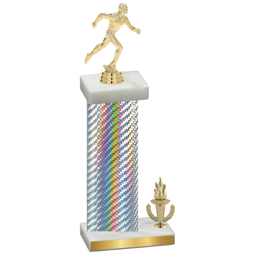 Accented Single Silver Carbon Fiber Victory Running Trophy