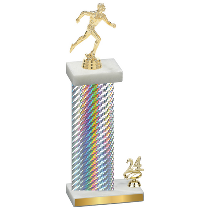 Accented Single Silver Carbon Fiber Year Running Trophy