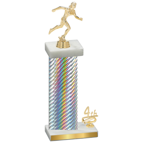 Accented Single Silver Carbon Fiber Fourth Place Running Trophy