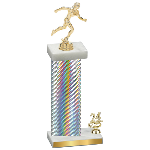 Accented Single Silver Carbon Fiber Year Running Trophy