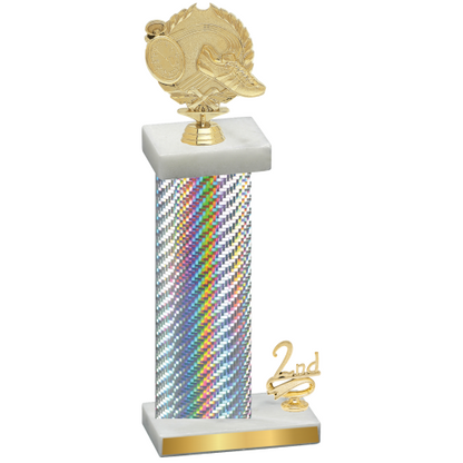 Accented Single Silver Carbon Fiber Second Place Running Trophy