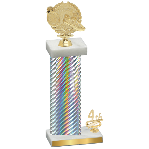 Accented Single Silver Carbon Fiber Fourth Place Running Trophy