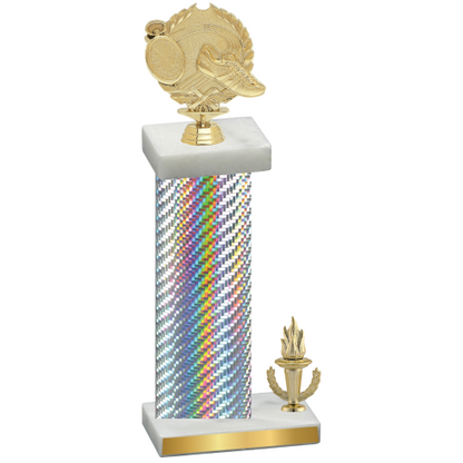 Accented Single Silver Carbon Fiber Victory Running Trophy