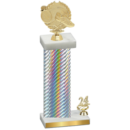 Accented Single Silver Carbon Fiber Year Running Trophy