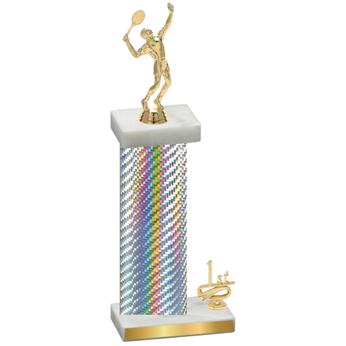 Accented Single Silver Carbon Fiber First Place Tennis Trophy