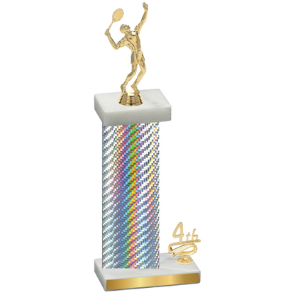 Accented Single Silver Carbon Fiber Fourth Place Tennis Trophy