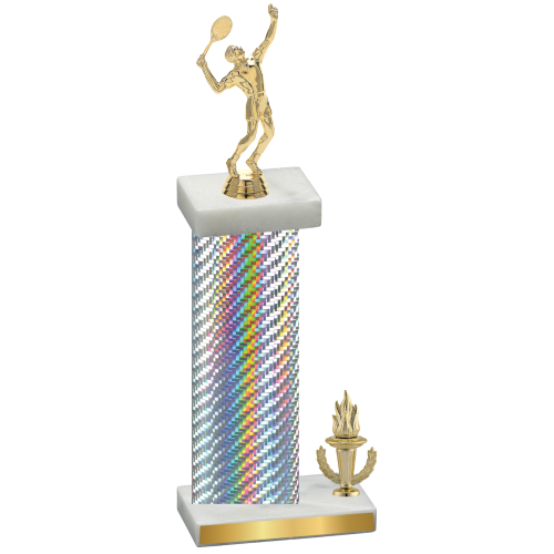 Accented Single Silver Carbon Fiber Victory Tennis Trophy